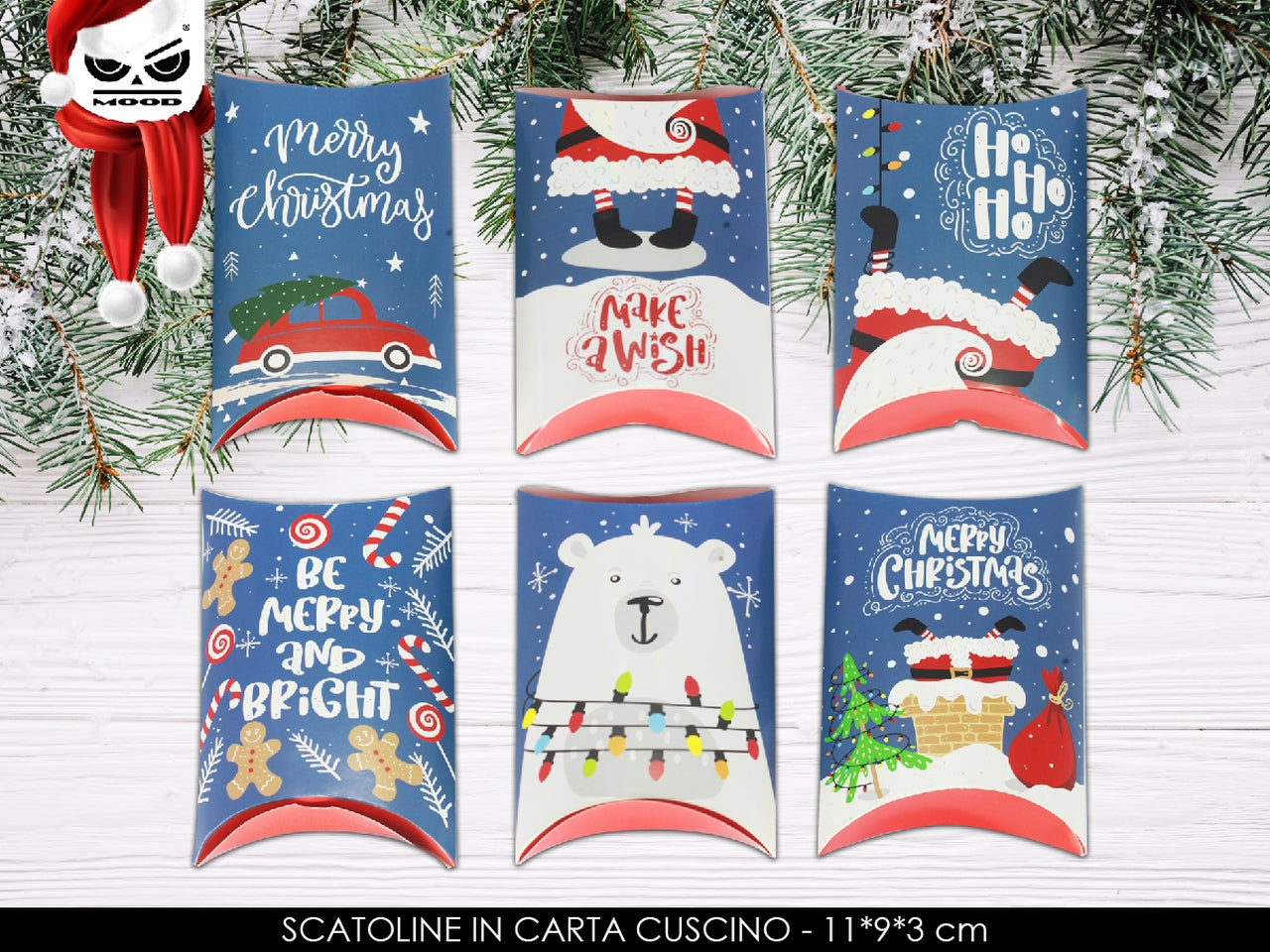 Scatoline in carta con decori natalizi