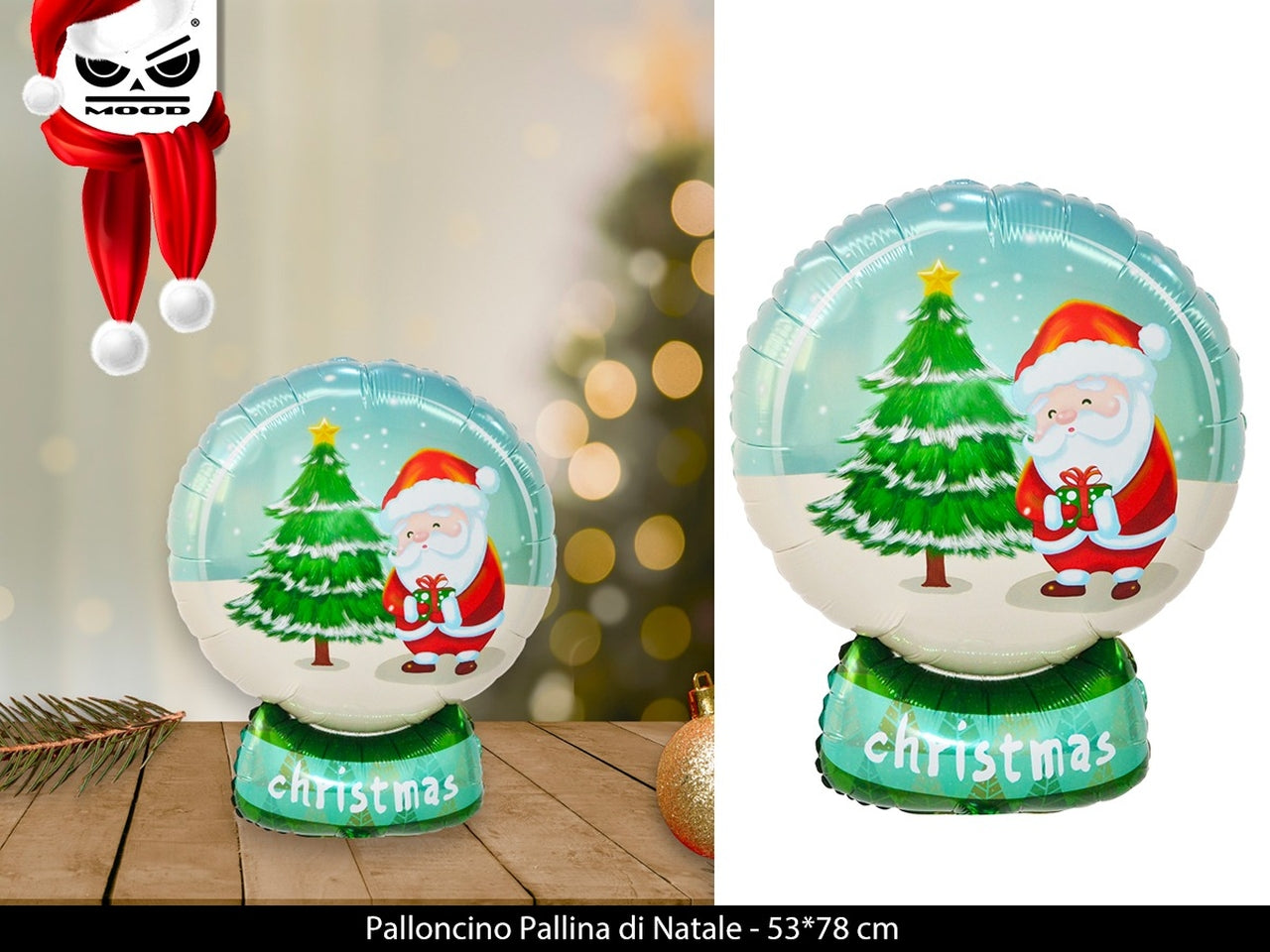 Palloncino palla di neve con babbo natale