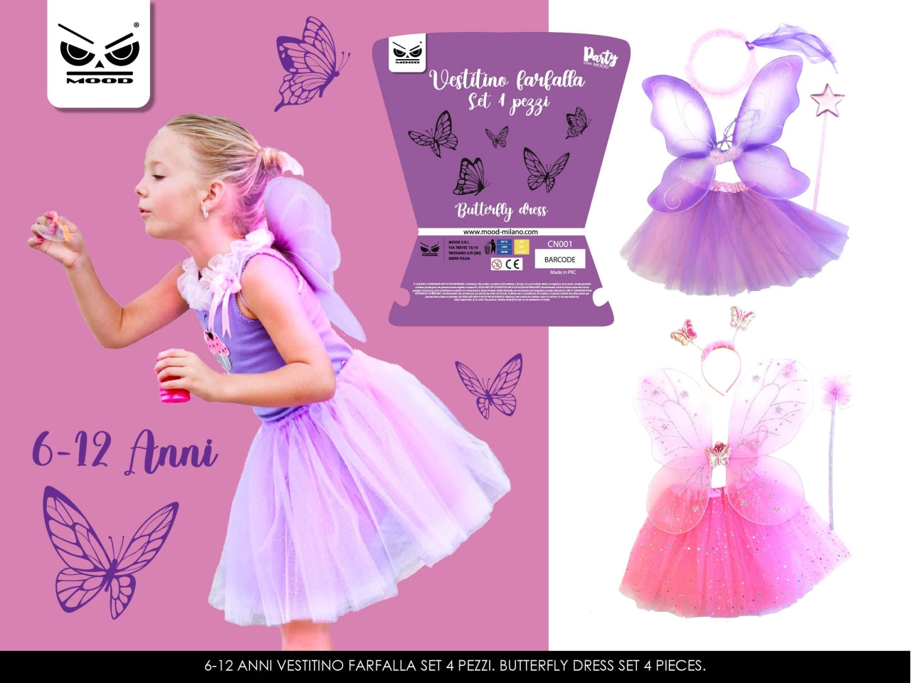 Vestito farfalla 4 pezzi