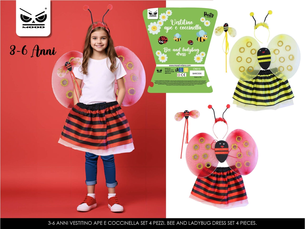 Vestito ape e coccinella baby 4 pezzi