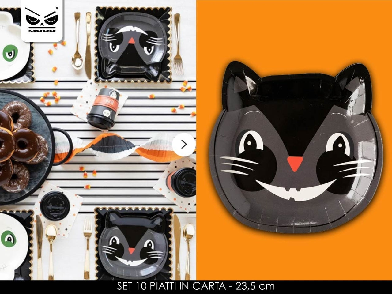 Piatti gatto nero in confezione da 10 pezzi