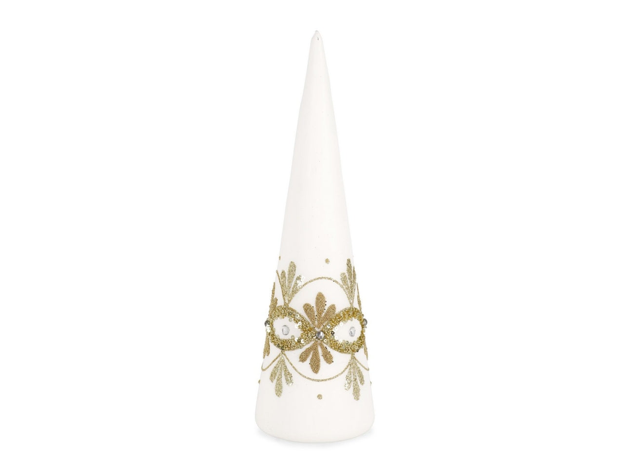 Albero cono in vetro 30cm garish bianco e oro