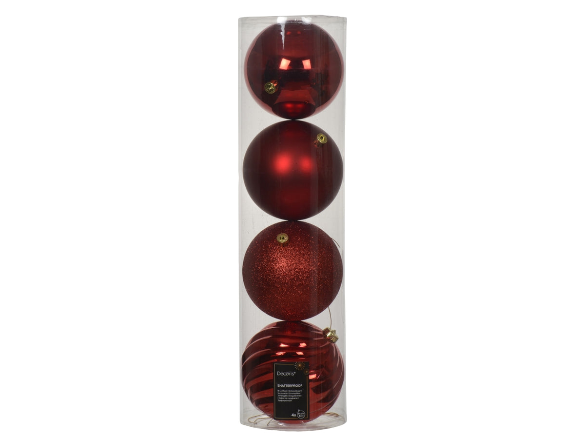 Palla 14cm in confezione da 4 pezzi miste rosse