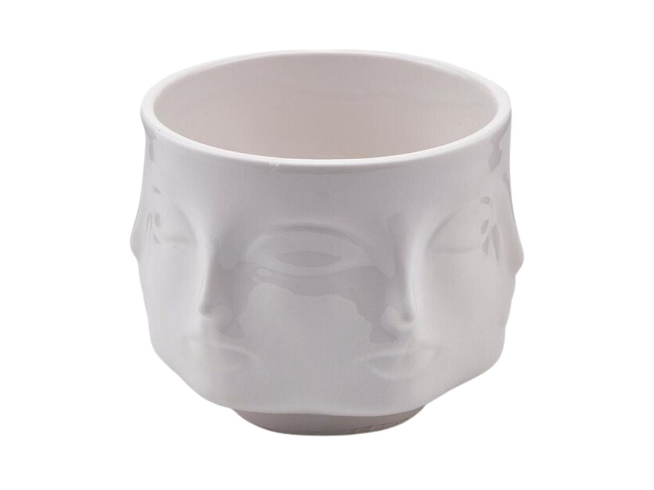 Vaso facce deity 11xh.9cm bianco