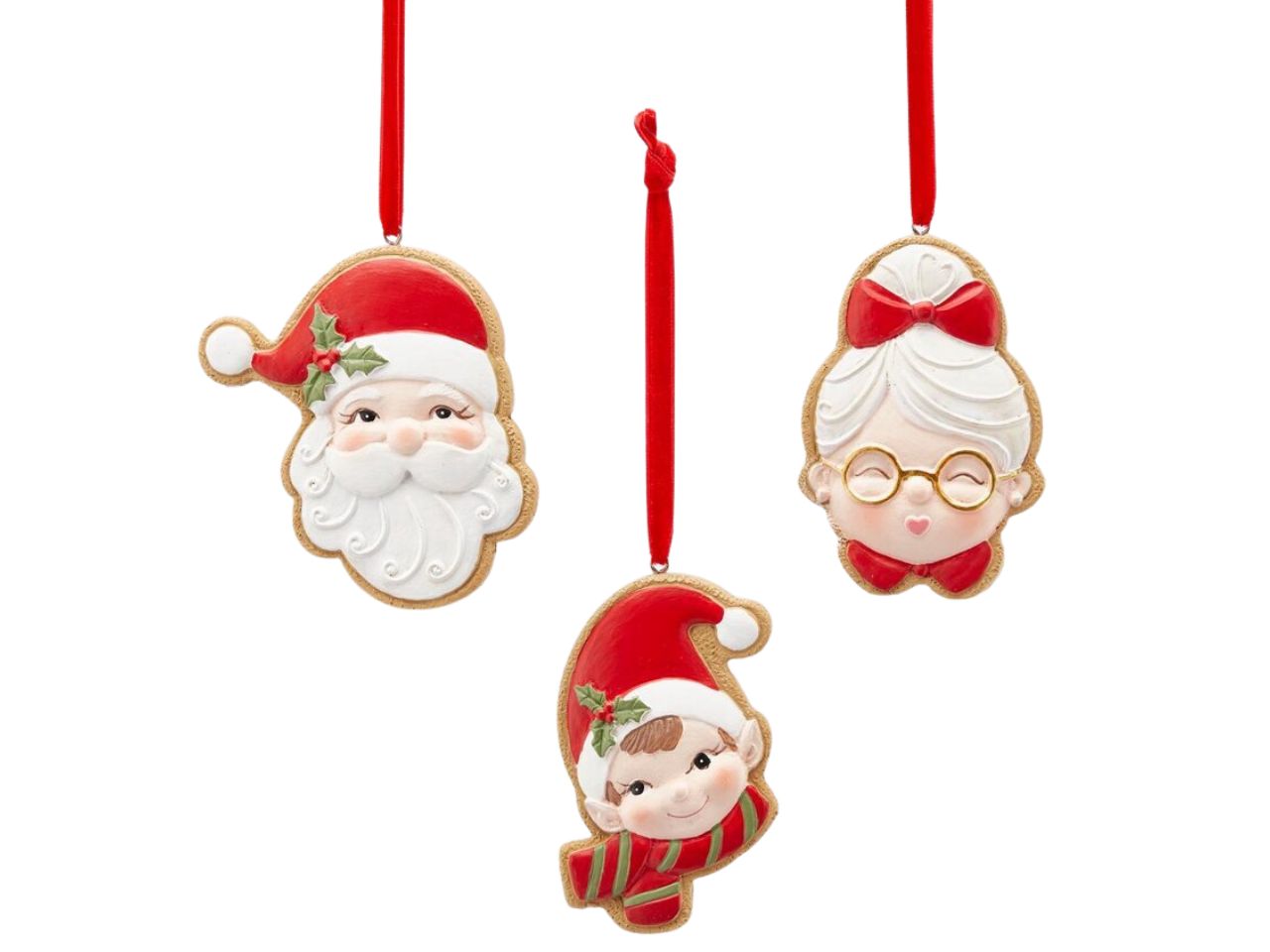 Appendino 10cm facce babbo, mamma natale e elfo assortiti