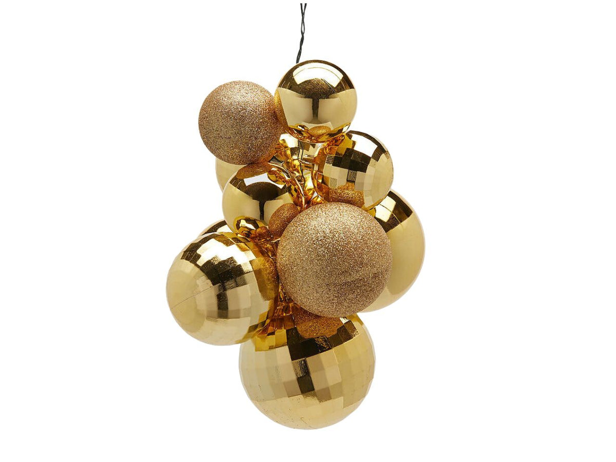 Decorazione grappolo mirrormix con 10 palle oro