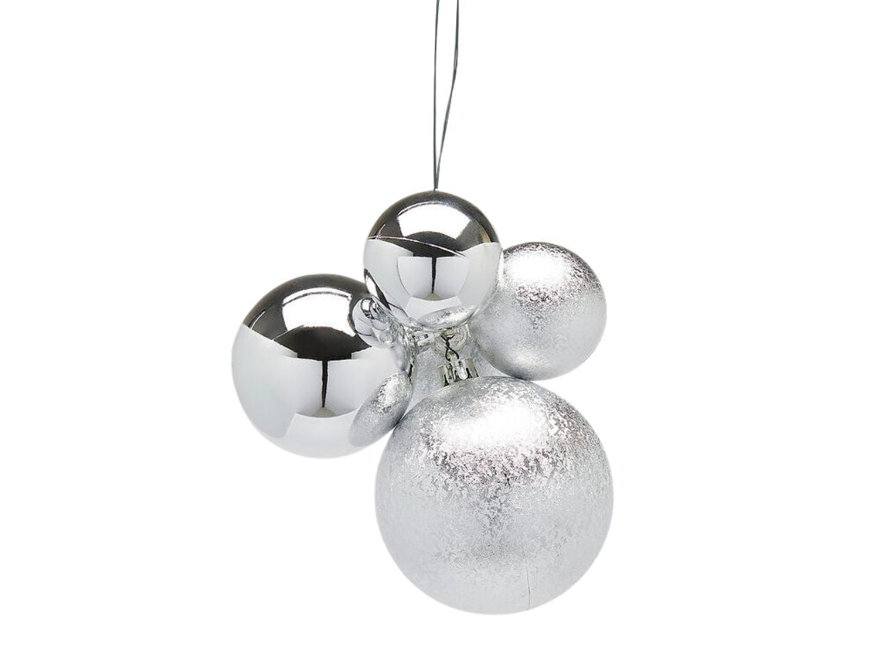Decorazione grappolo groovemix con 5 palle argento