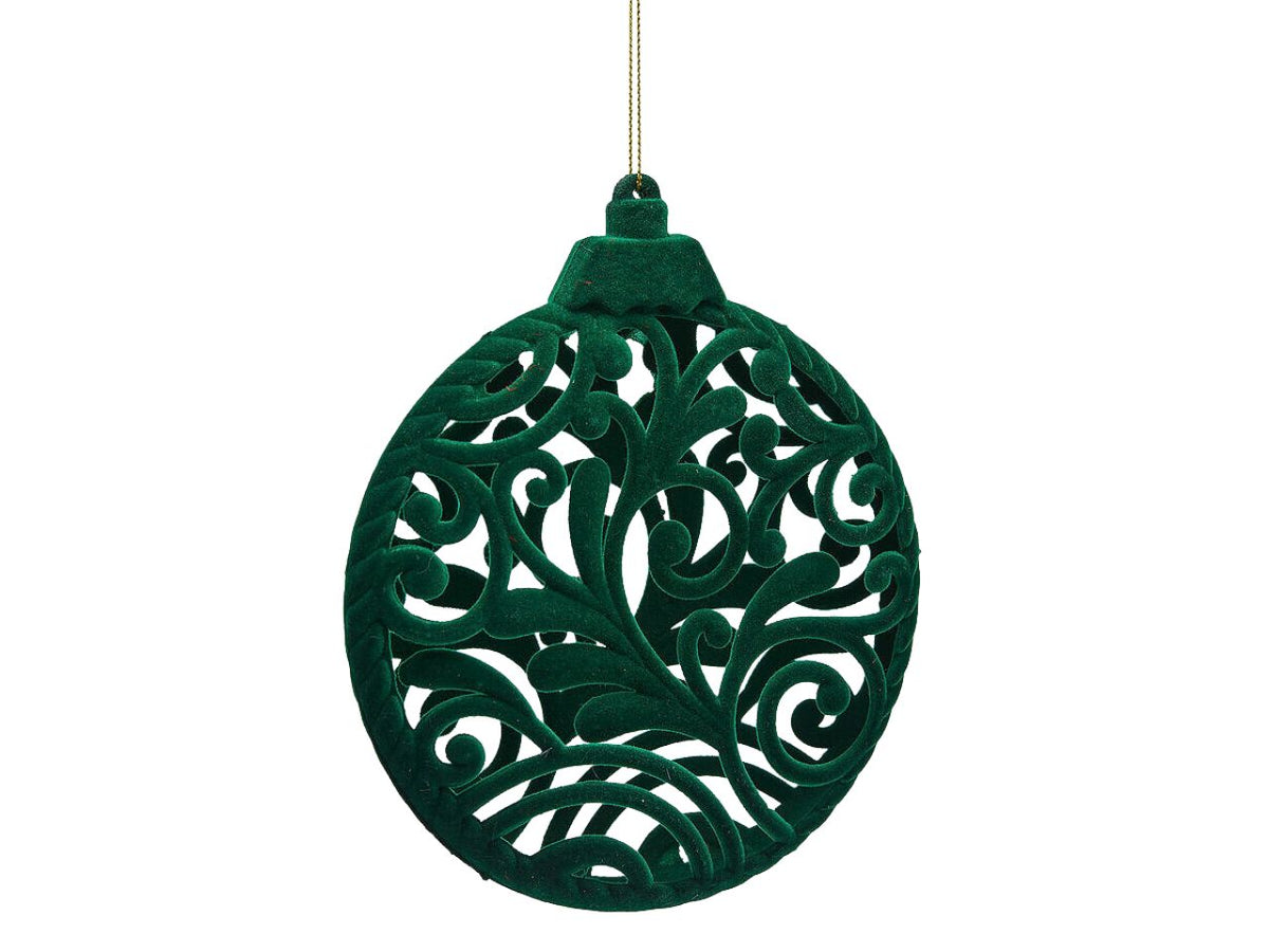 Palla piatta 15cm velvet rintagliata verde