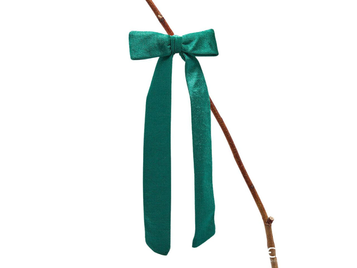 Fiocco velluto 13xh.50cm con clip verde