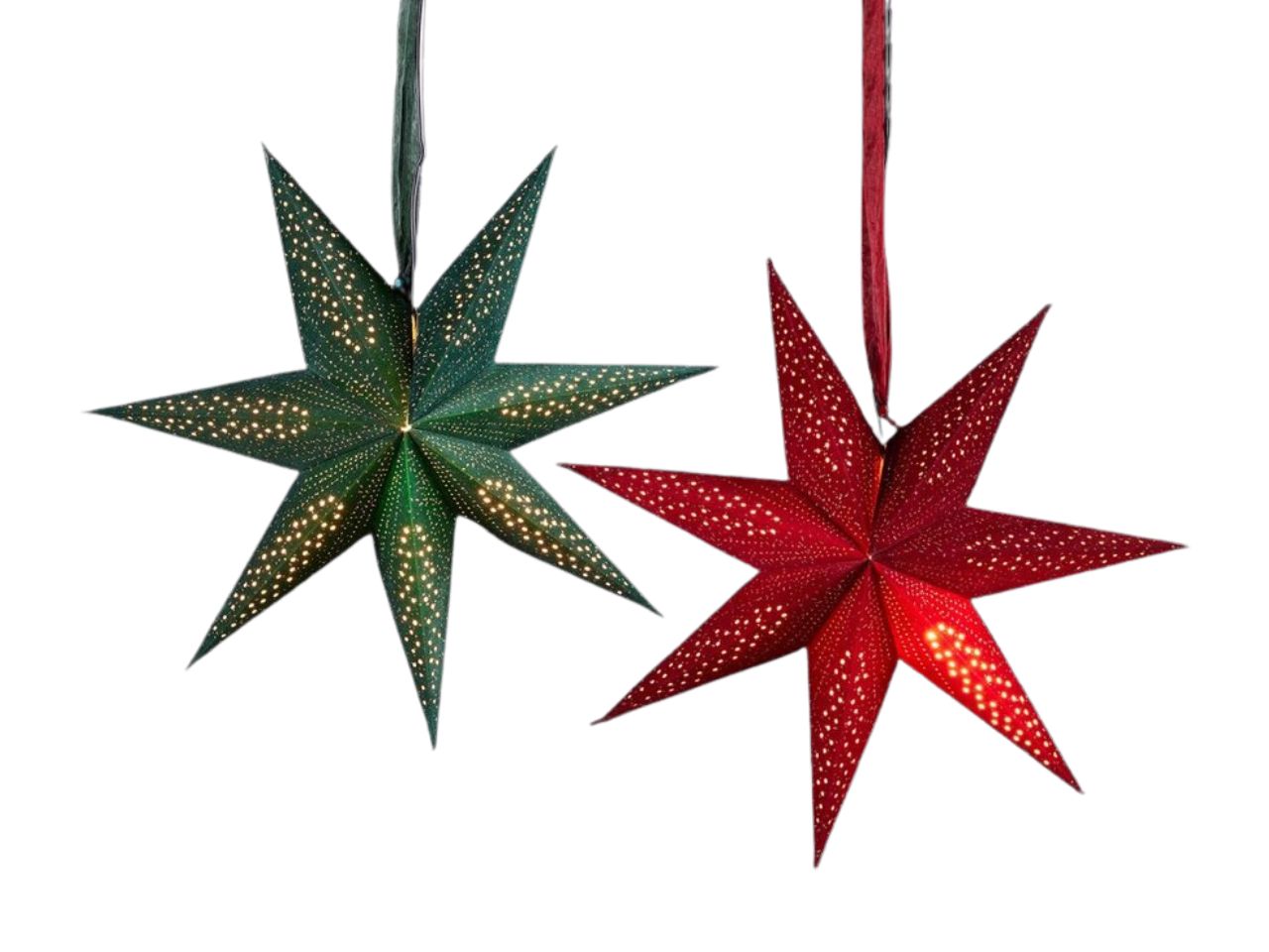 Decorazione stella carta traforata con portalampada colori assortiti