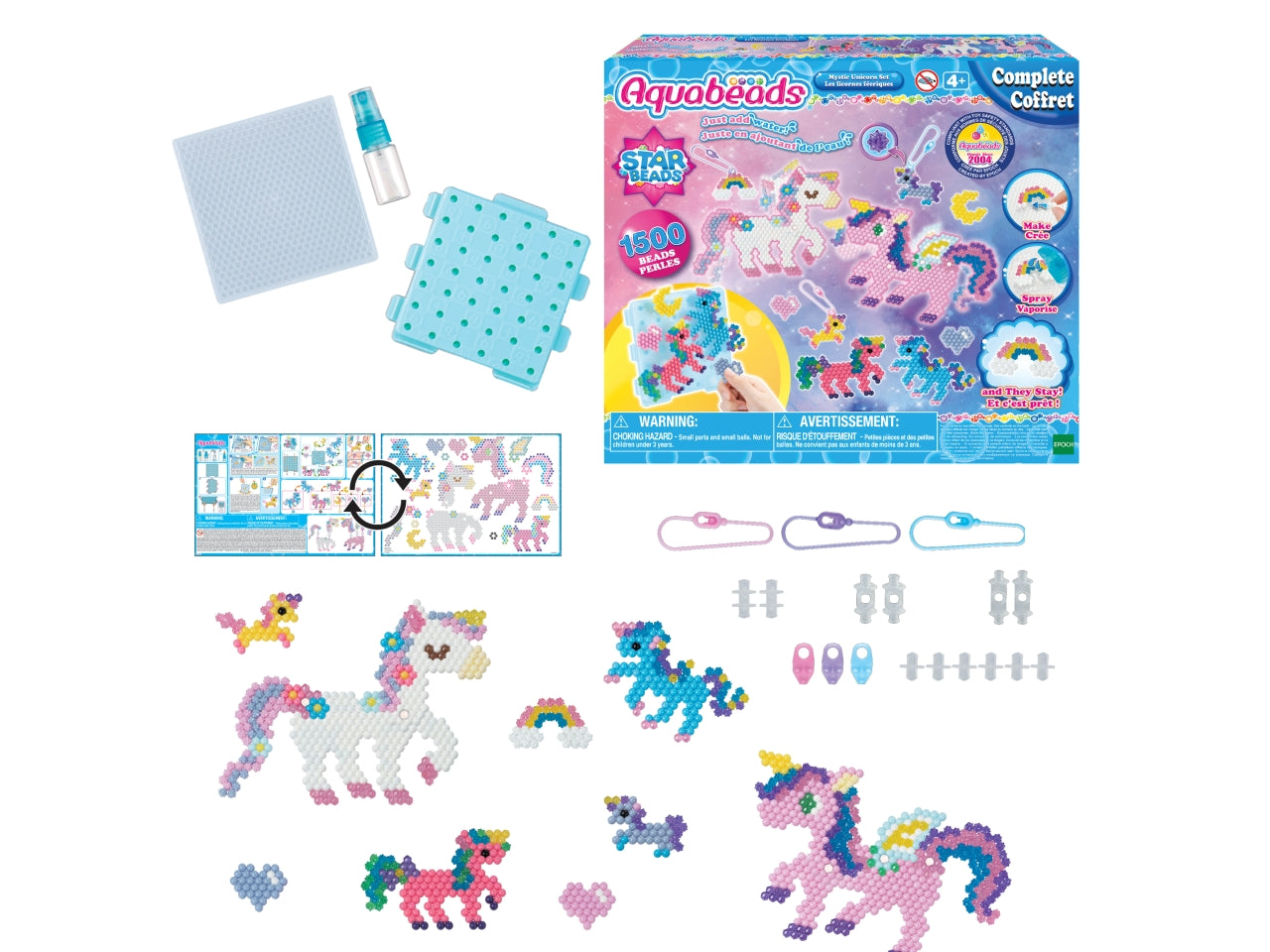 Aquabeads set unicorni mistici perline colorate per realizzare portachiavi unicorno arcobaleni
