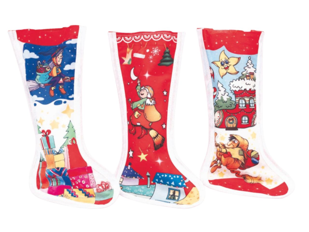 Calza befana 32cm decorate modelli assortiti