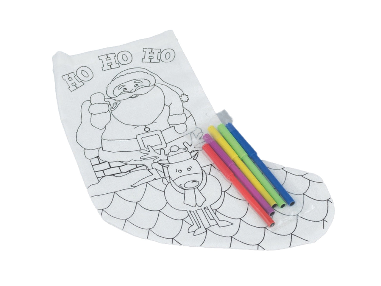 Calza befana 35cm bianca con 5 pennarelli da decorare