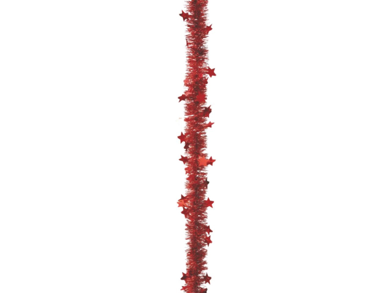 Filo decorativo 200cm diametro 6cm rosso con stelle fustellate