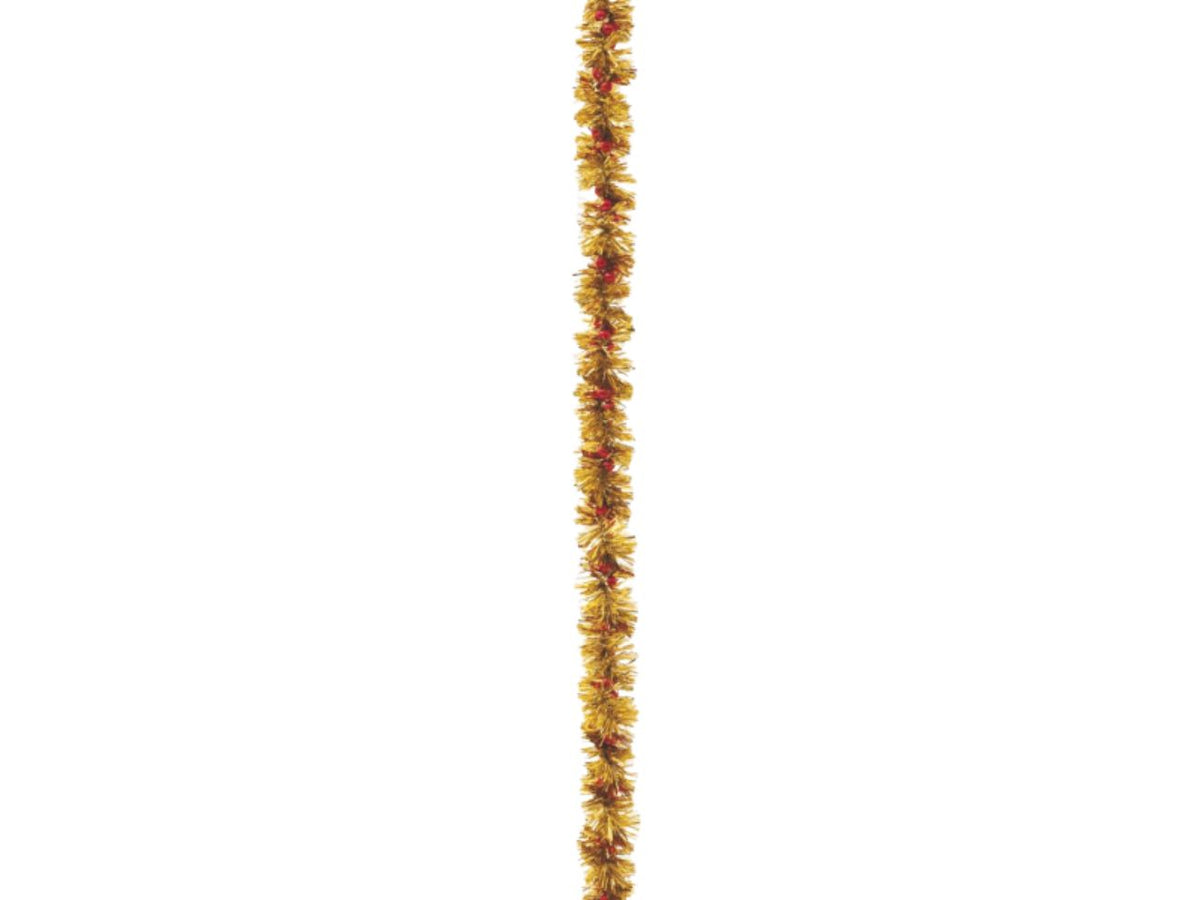 Filo decorativo 180cm diametro 4cm oro con collana rossa