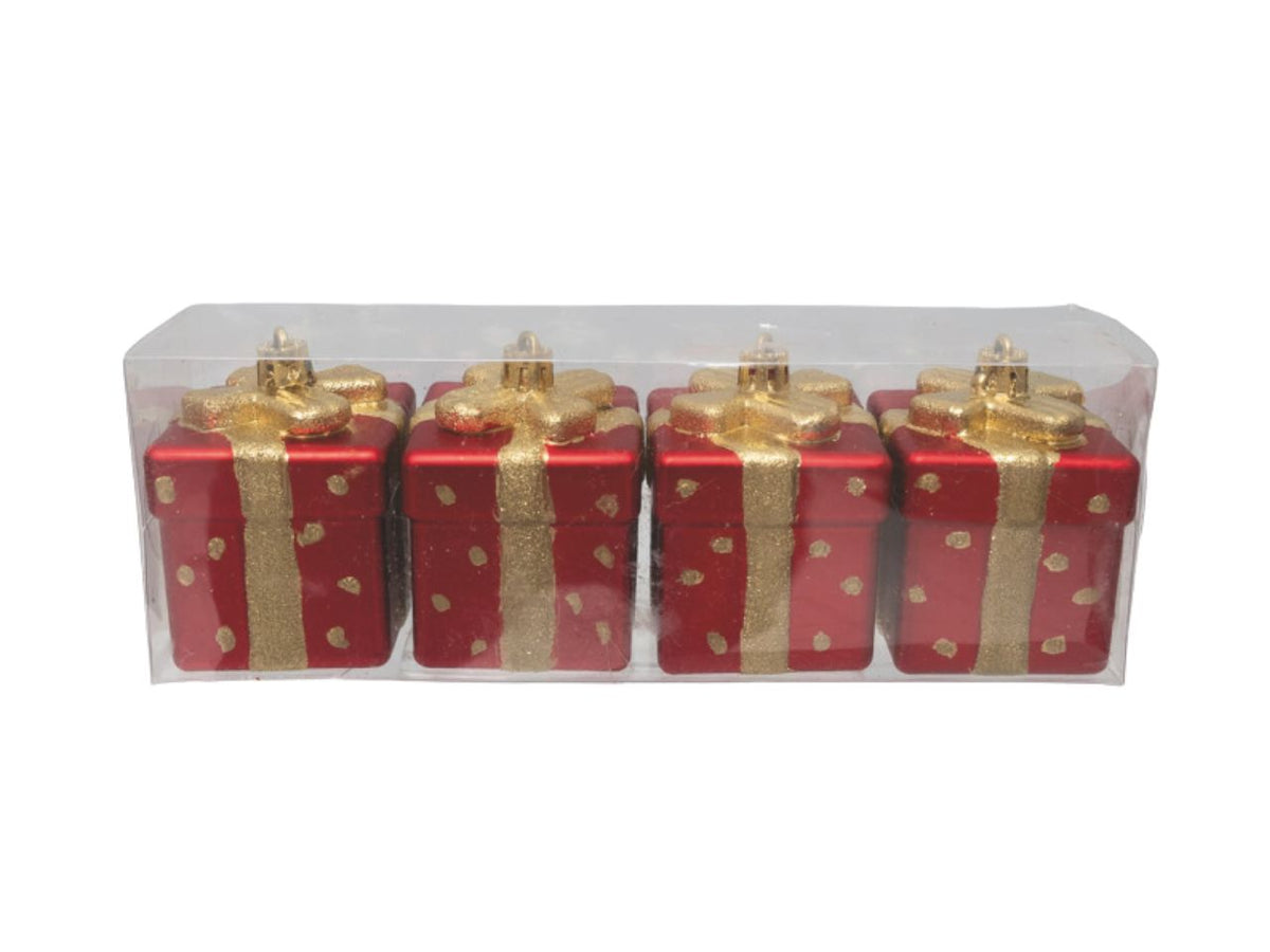 Appendino pacchetto regalo 7cm in confezione da 4pezzi rossi
