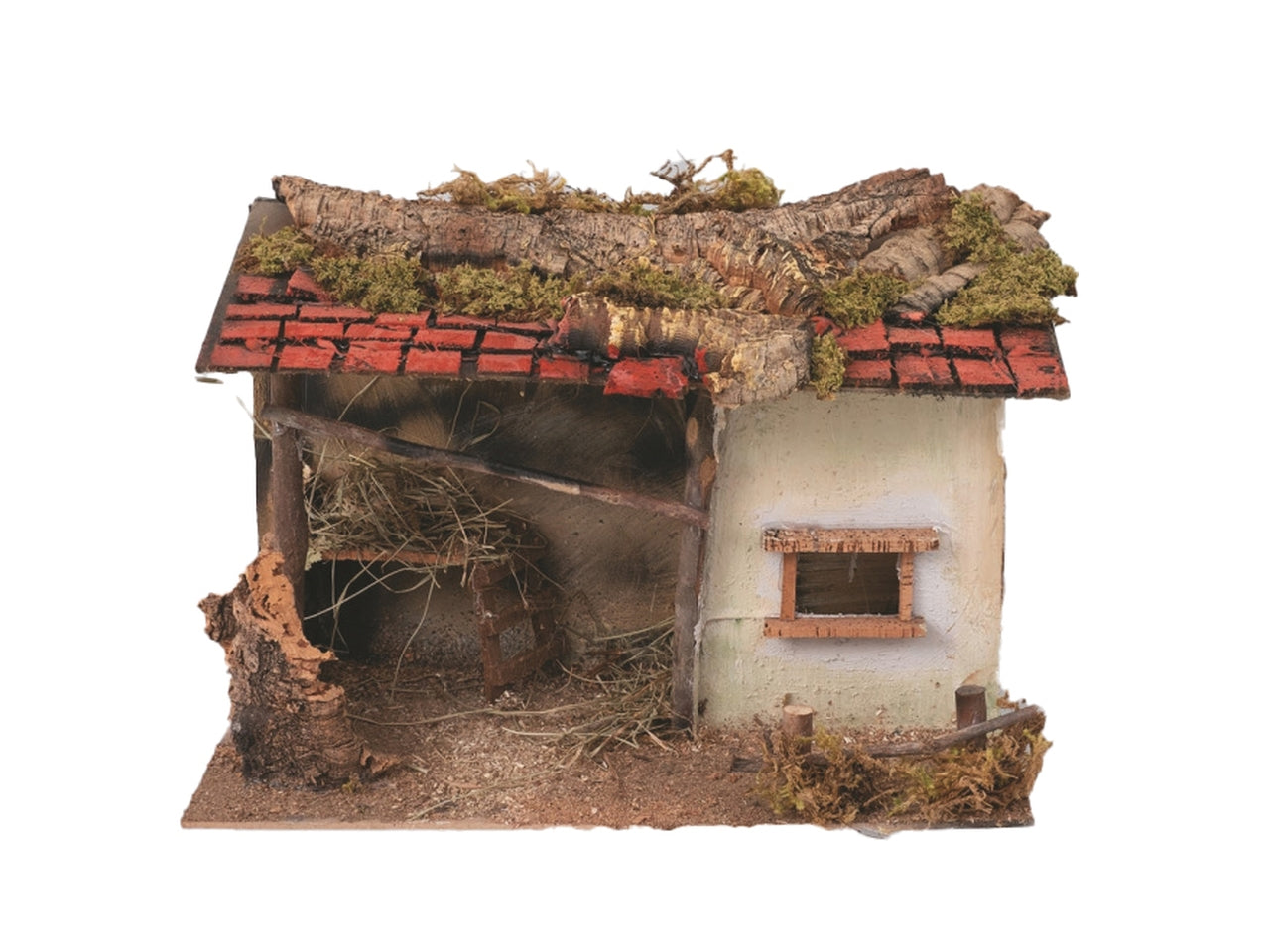 Ambientazione fienile 20x45x30cm con tetto rosso