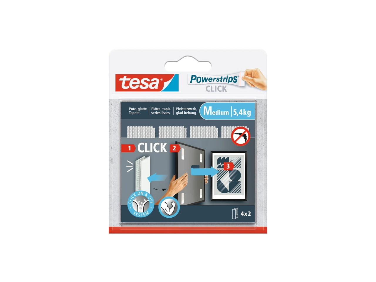 Tesa powerstrips click 4x2 m bianco