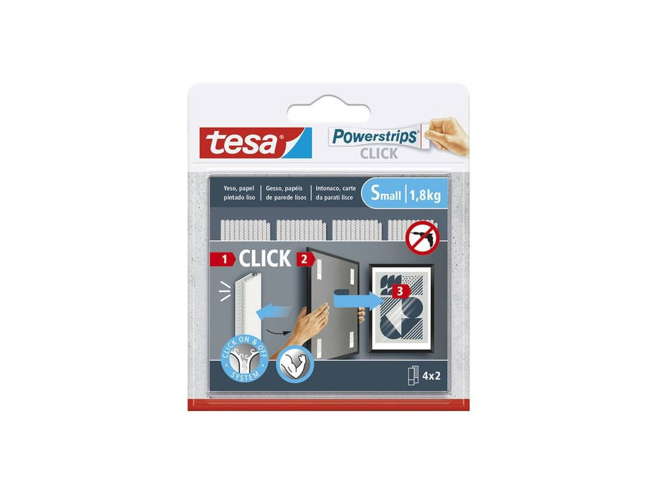 Tesa powerstrips click 4x2 s bianco