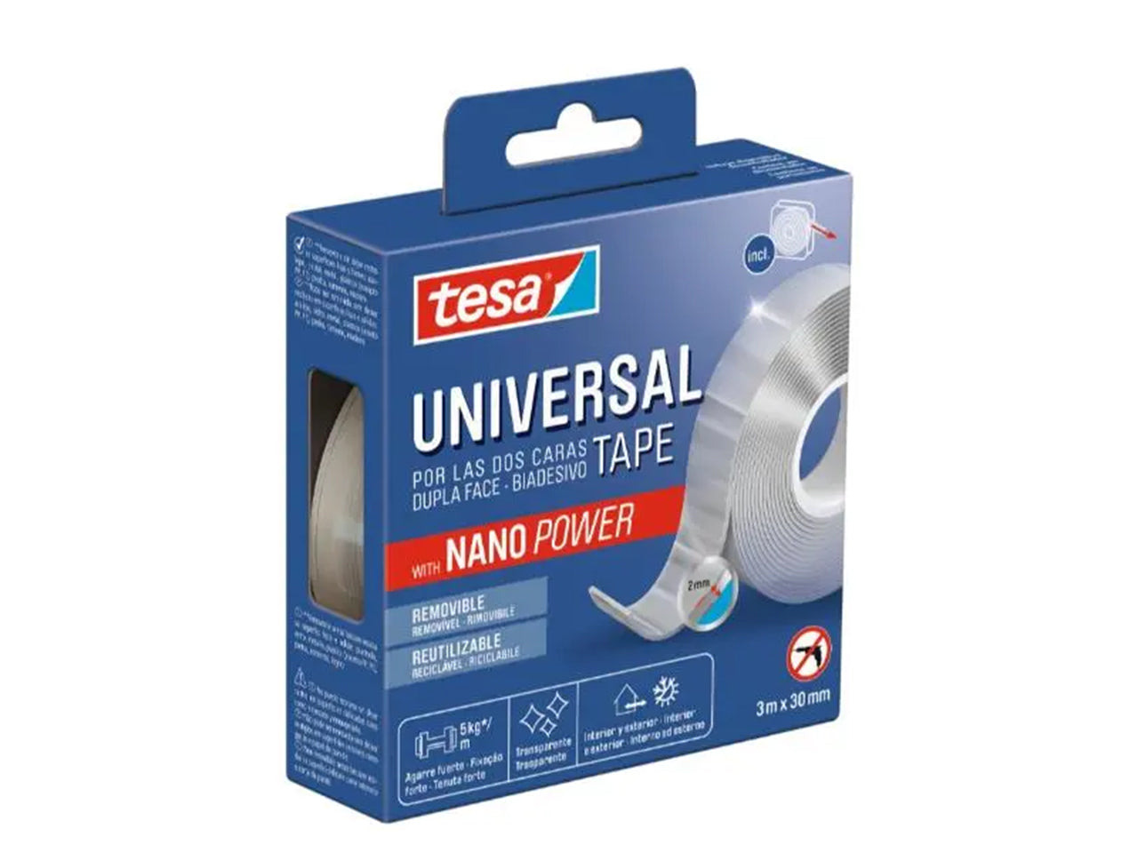 Tesa nastro adesivo universale nano power 3mx30mm trasparente