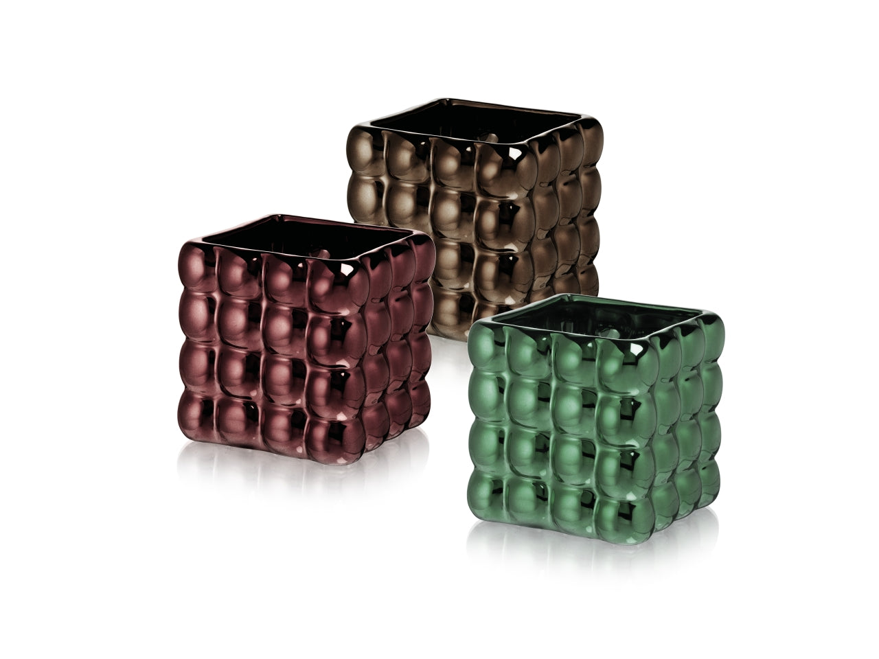 Bubble cube vaso11,5xh.11,5cm in 3 colori metal assortiti