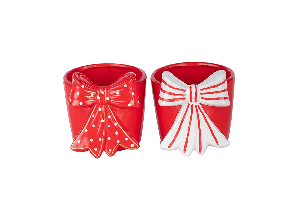 Vaso con fiocco 13x12xh.12cm 2 colori assortiti