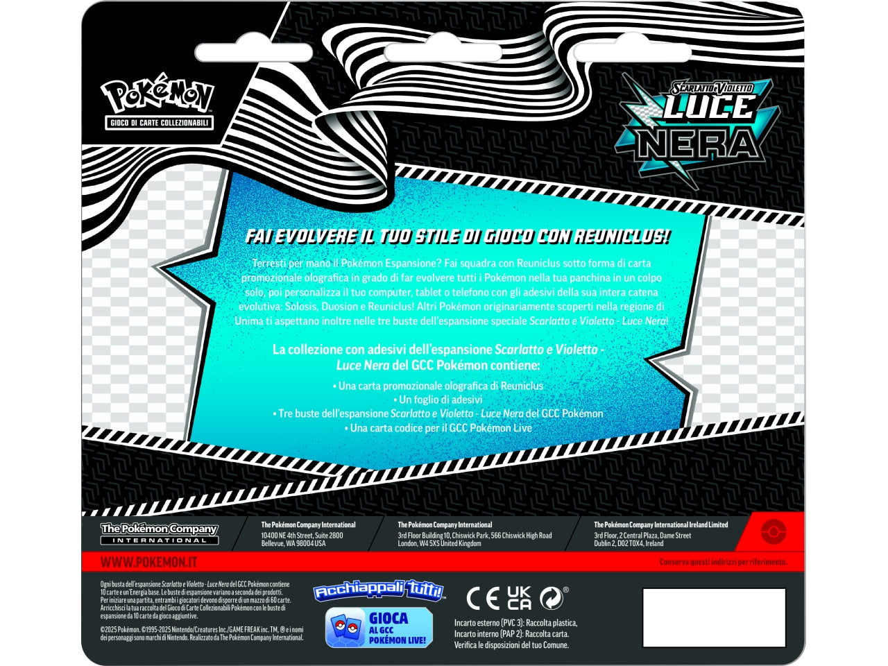 Pokemon SV10.5 Collezione con adesivi dell'espansione Luce Nera IT £