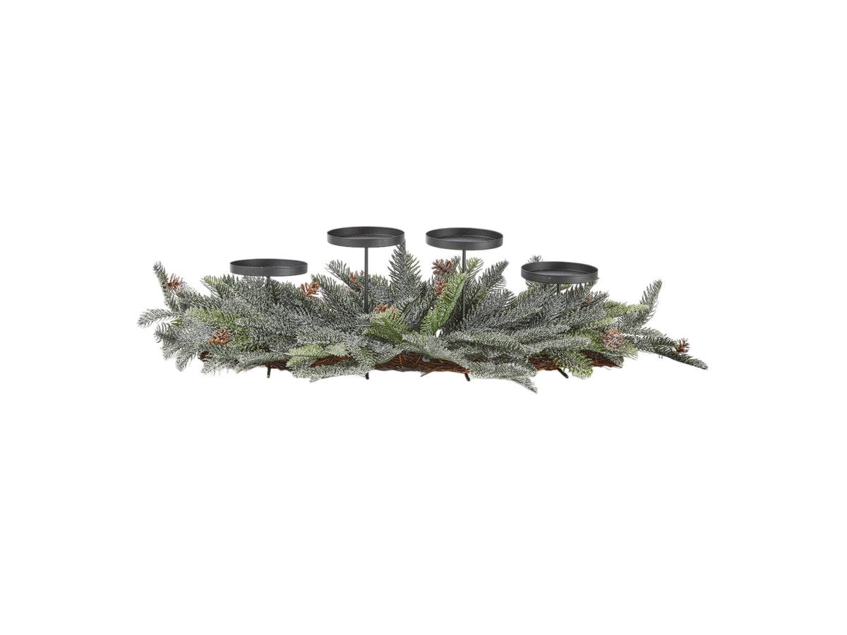 Centrotavola pino sherwood innevato 75x30cm 4posti