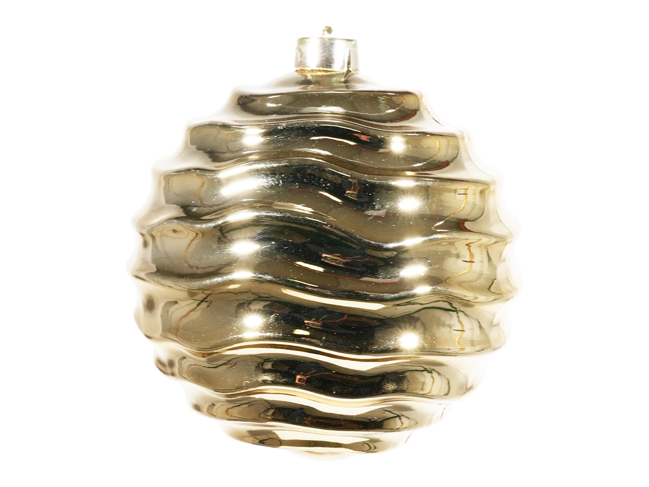 Palla 15cm rigata in plastica oro