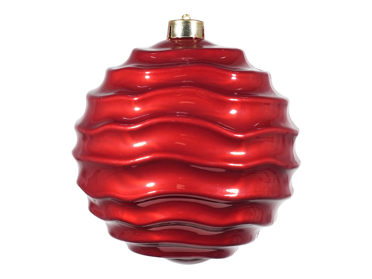Palla 15cm rigata in plastica rosso