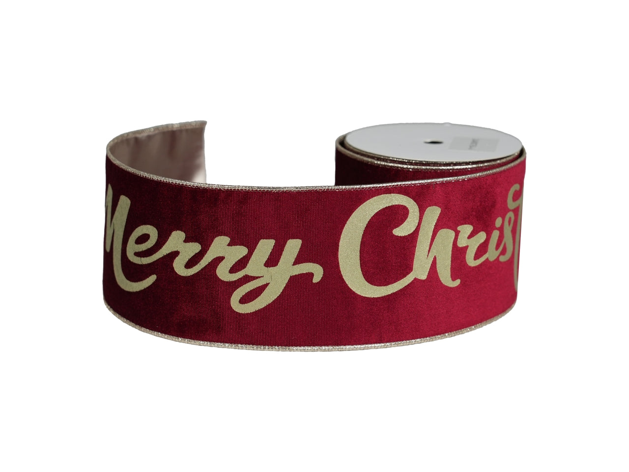 Nastro 10cmx9,14mt con scritta merry x'mas rosso wine