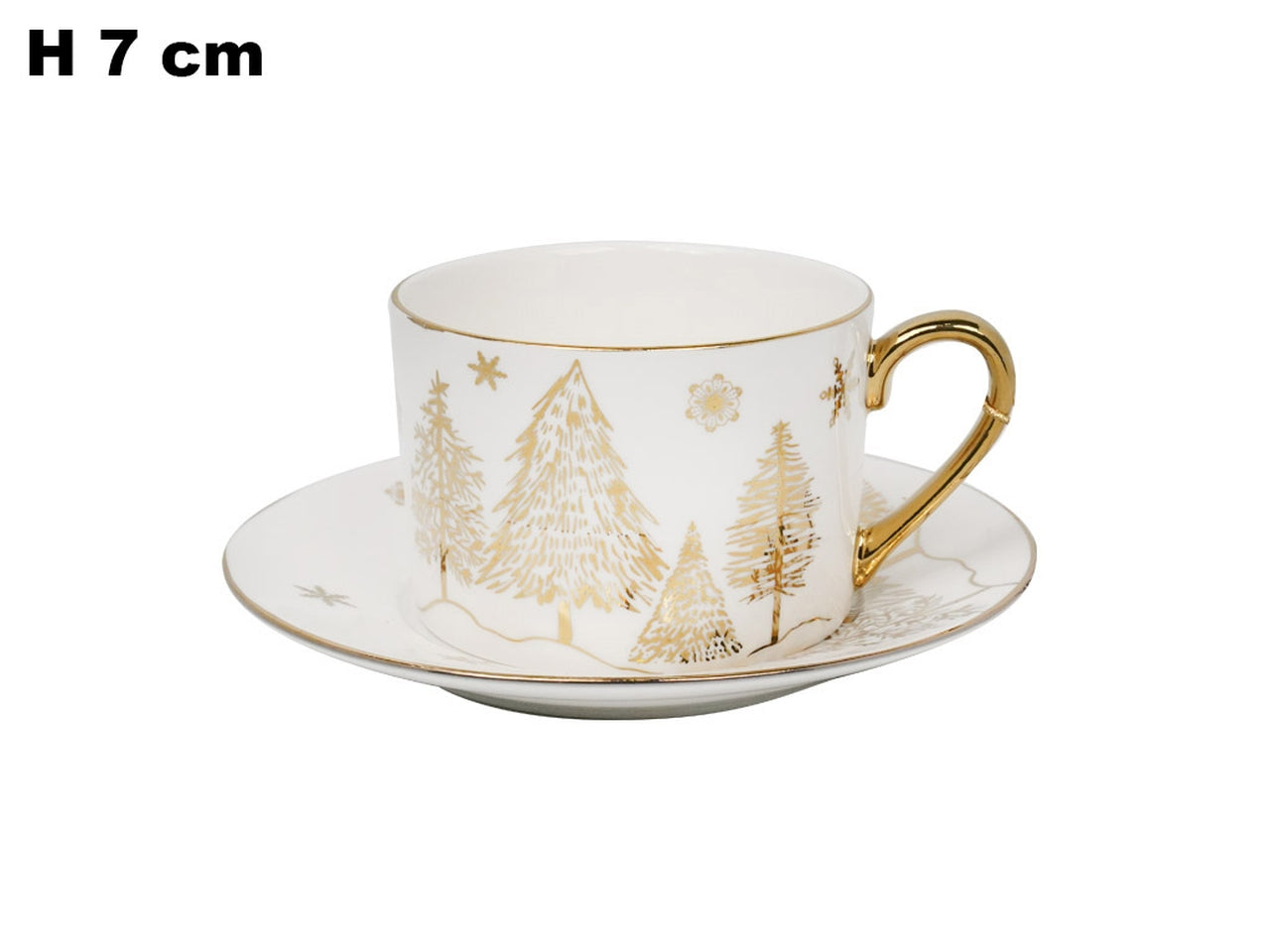 Tazzina con piattino bianca e decori oro