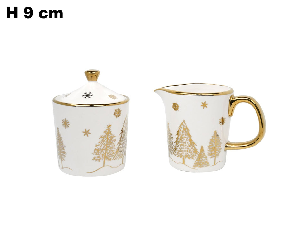 Lattieria e zuccheriera bianca con decori oro