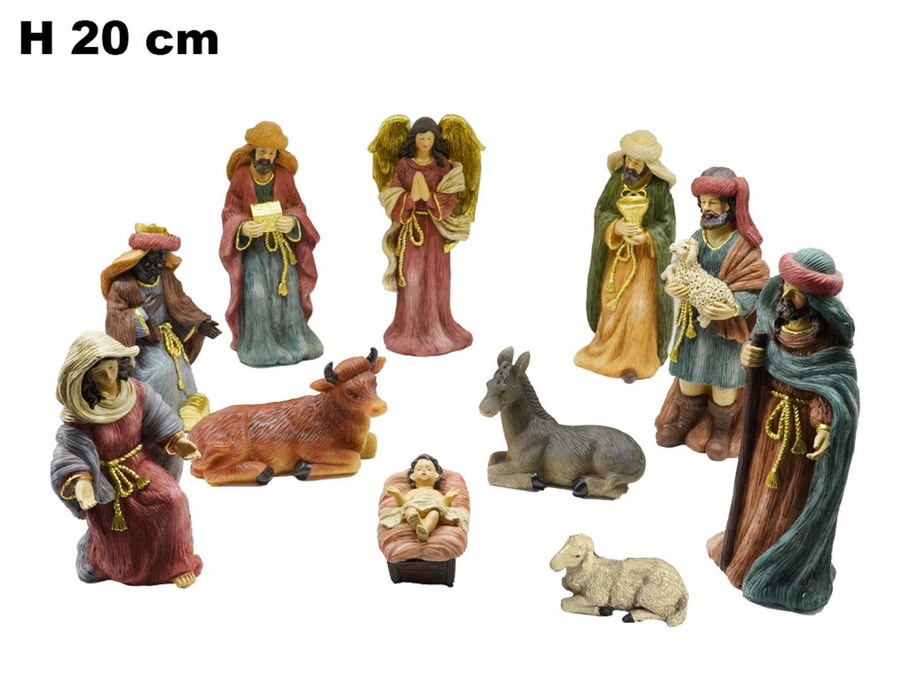 Nativita' 20cm 11 pezzi resina colorata