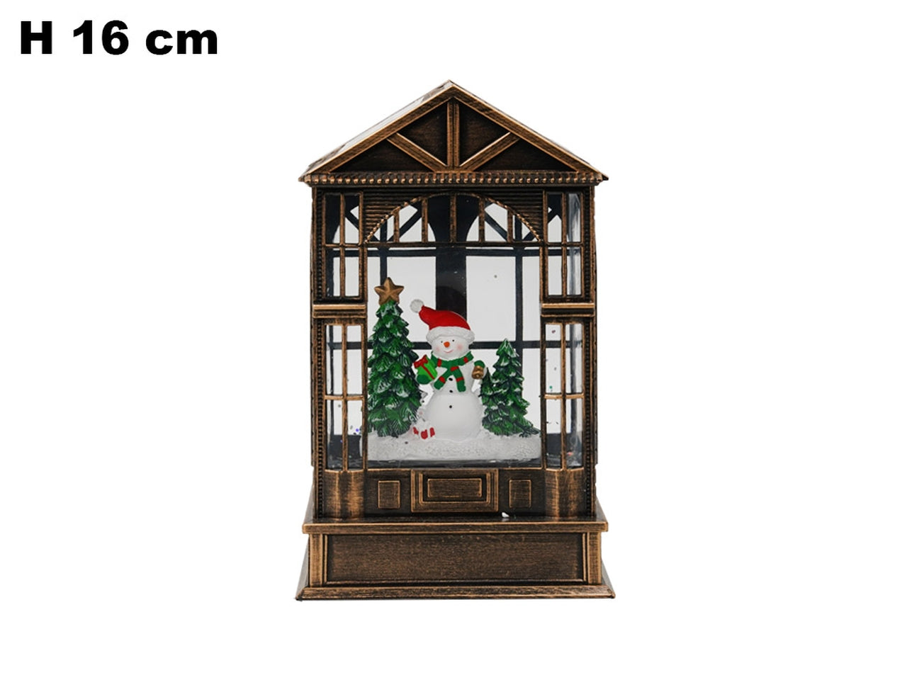 Casetta pupazzo di neve con luci e suoni 16cm