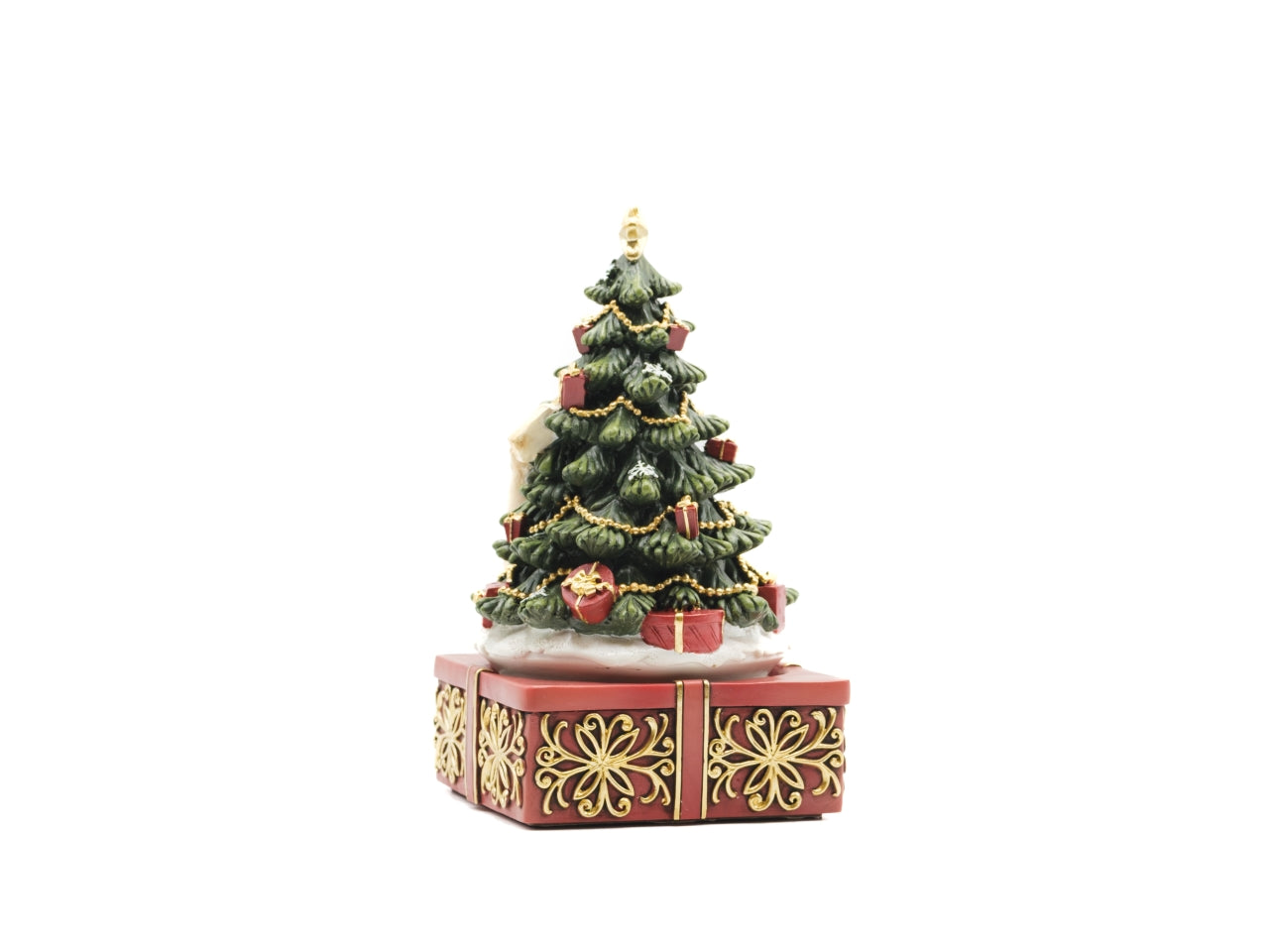 Carillon albero su pacco regalo rosso11x19cm