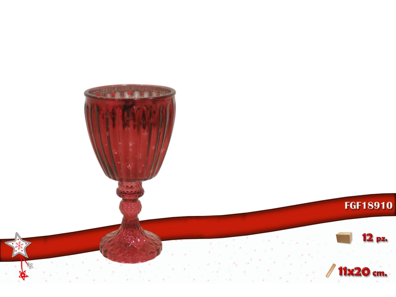 Calice vetro 11x20cm rosso