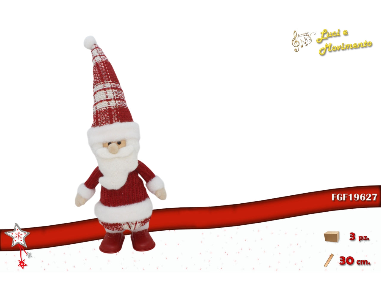 Babbo Natale 30cm con luci, movimento e musica