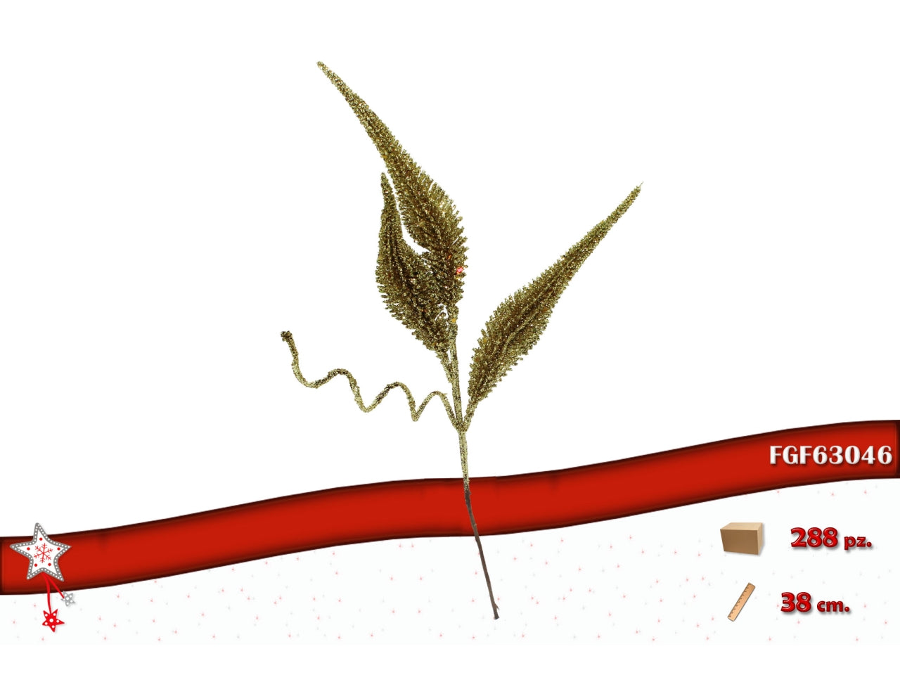 Ramo fiore 38cm glitterato oro