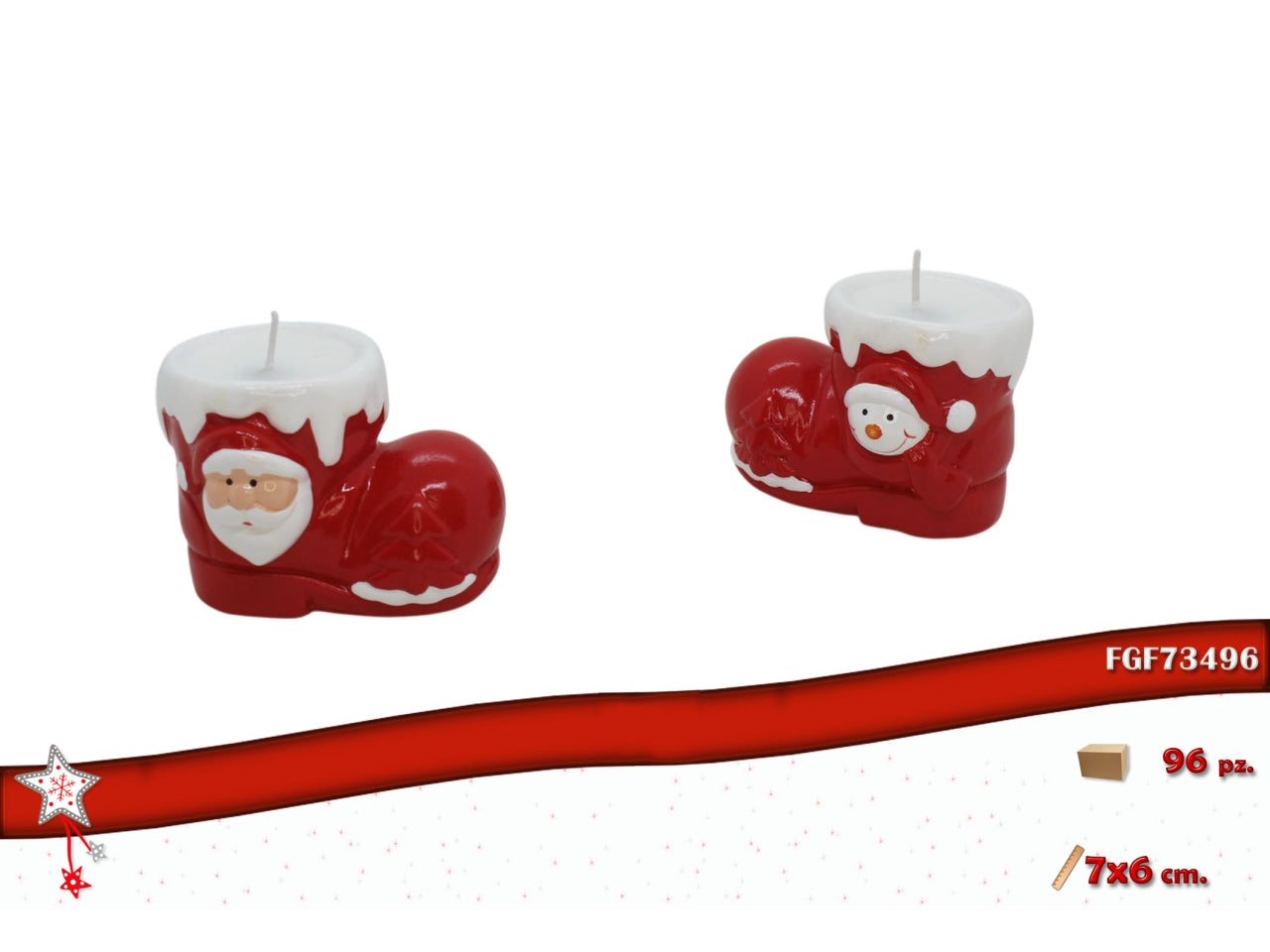 Candela scarpetta 7x6cm in terracotta assortiti