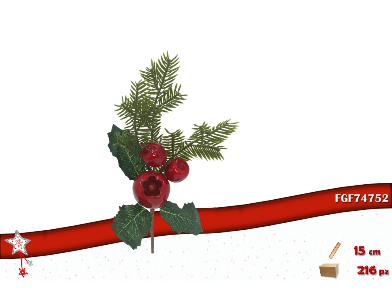 Pick 15cm con bacche rosse e melograno