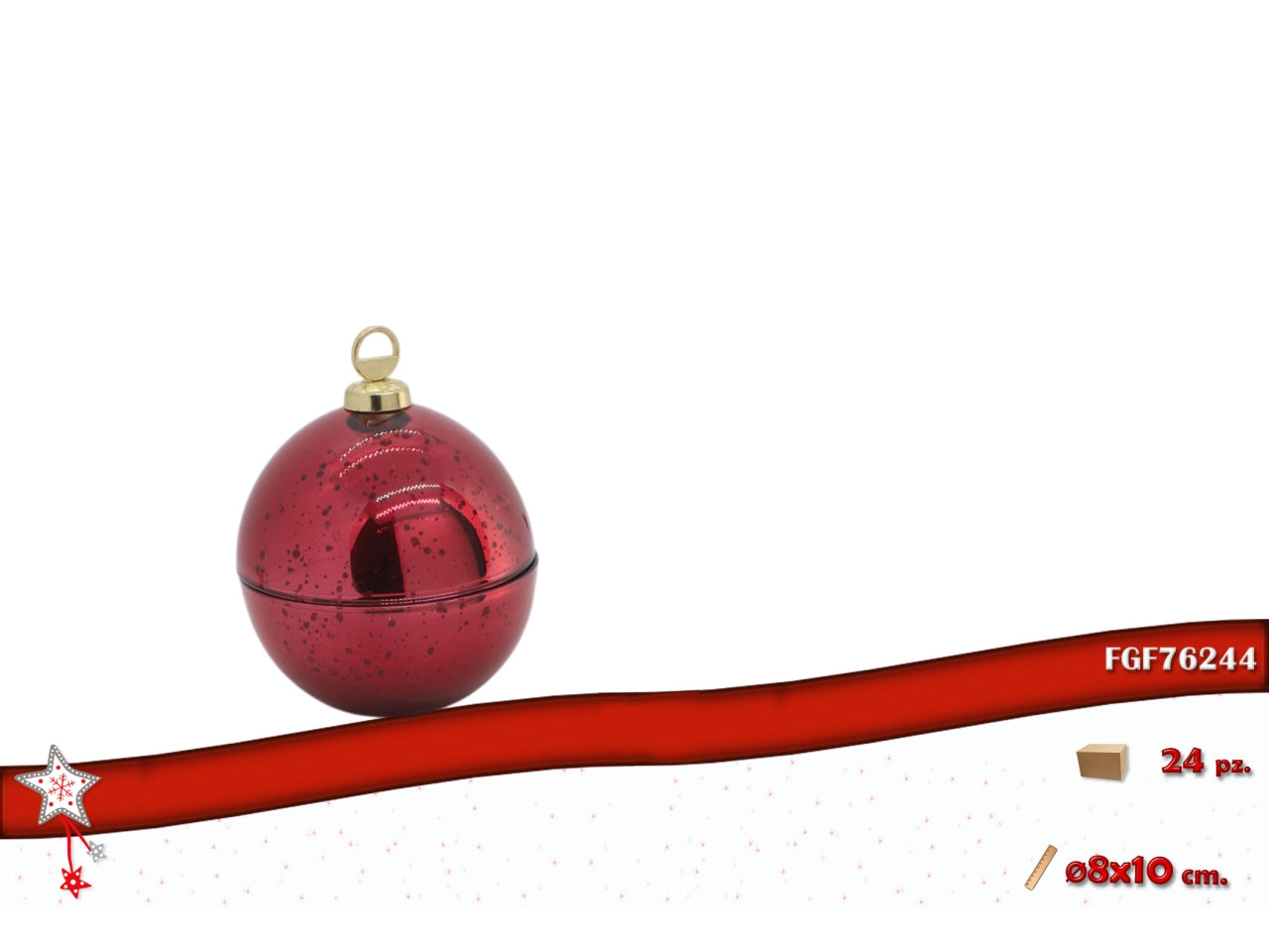 Palla in vetro 8cm apribile rossa