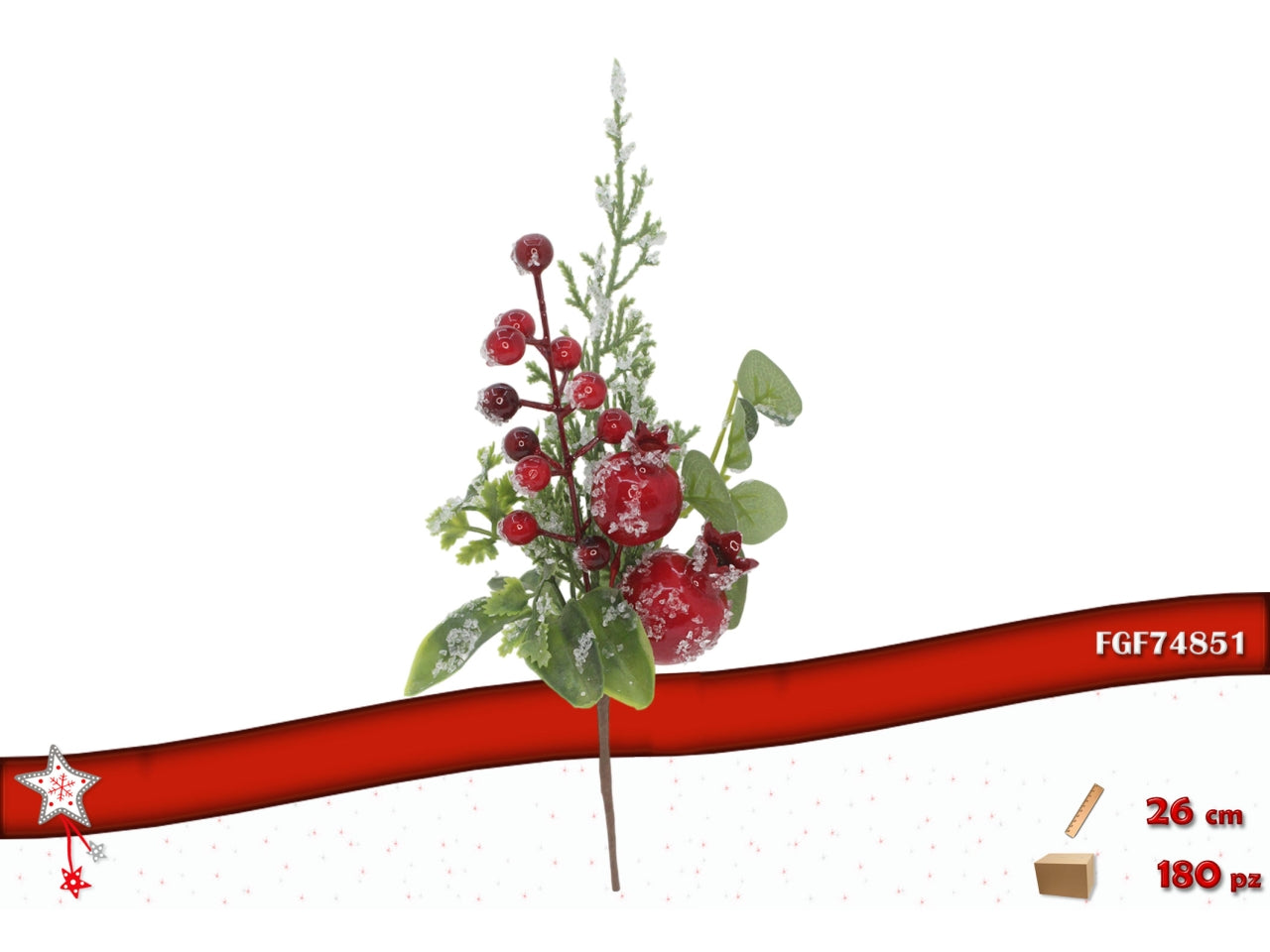 Pick 26cm con bacche rosse e melograni