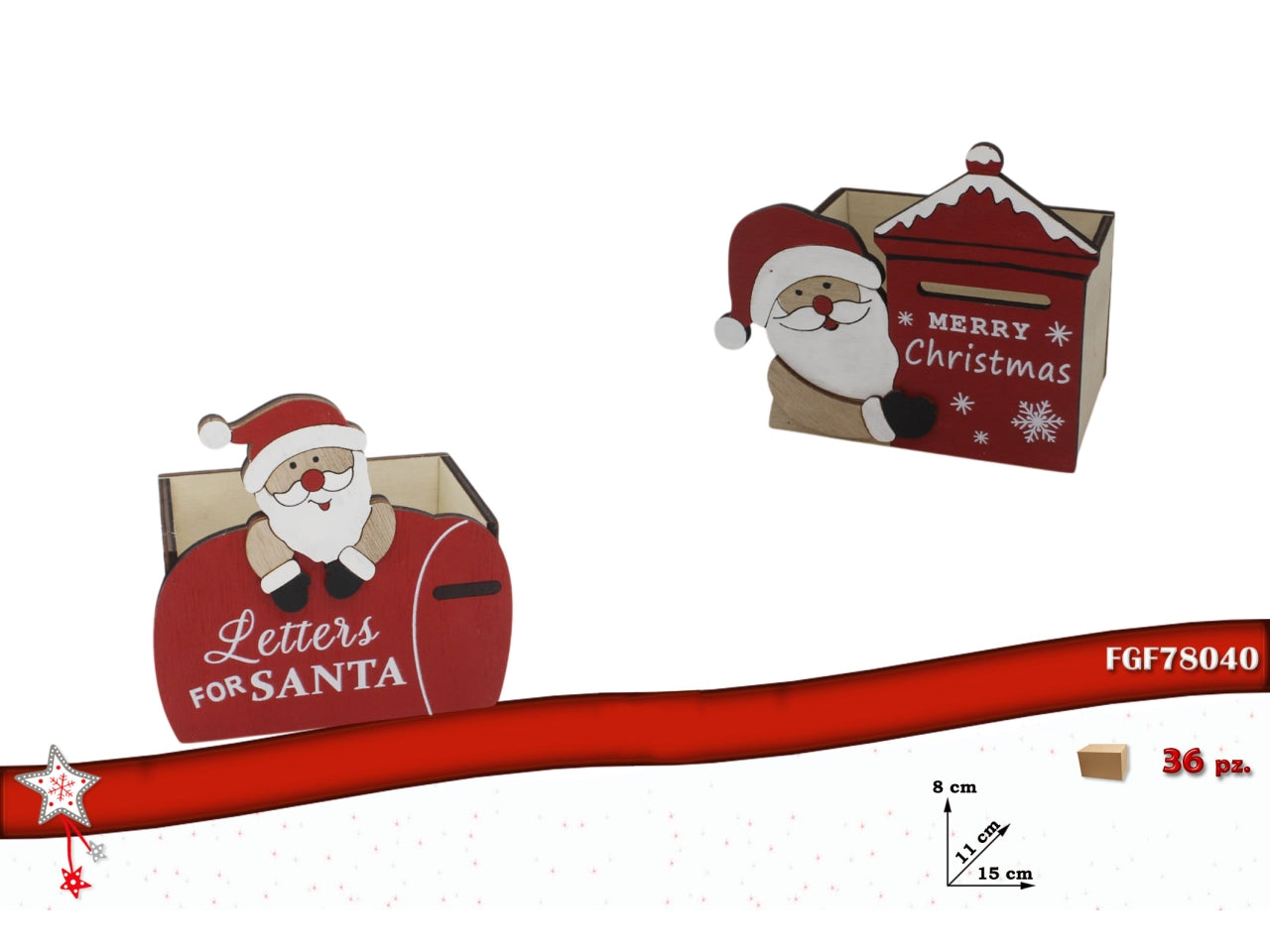 Babbo natale cassettina in legno 15x11xh.8cm