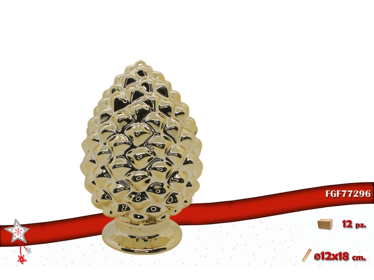 Pigna 12xh.18cm in ceramica oro