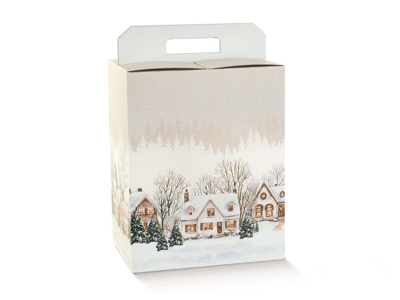 Christmas village portapanetone + bottiglia 33x25x35cm