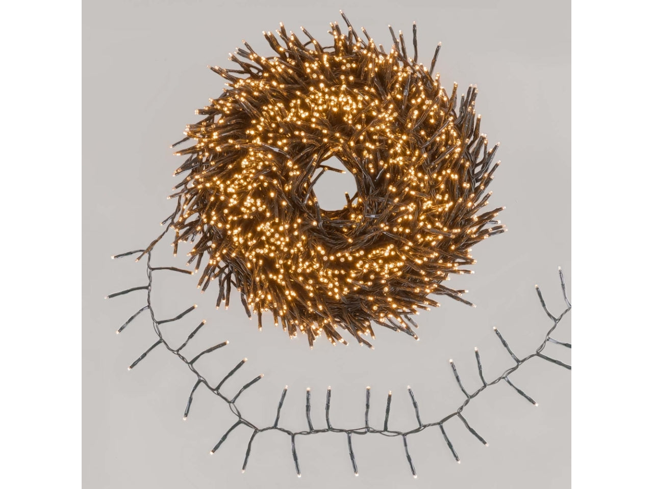 Catena 2000miniled bianco traditional con 8 giochi di luci, filo verde 4+40mt per uso interno/esterno IP44