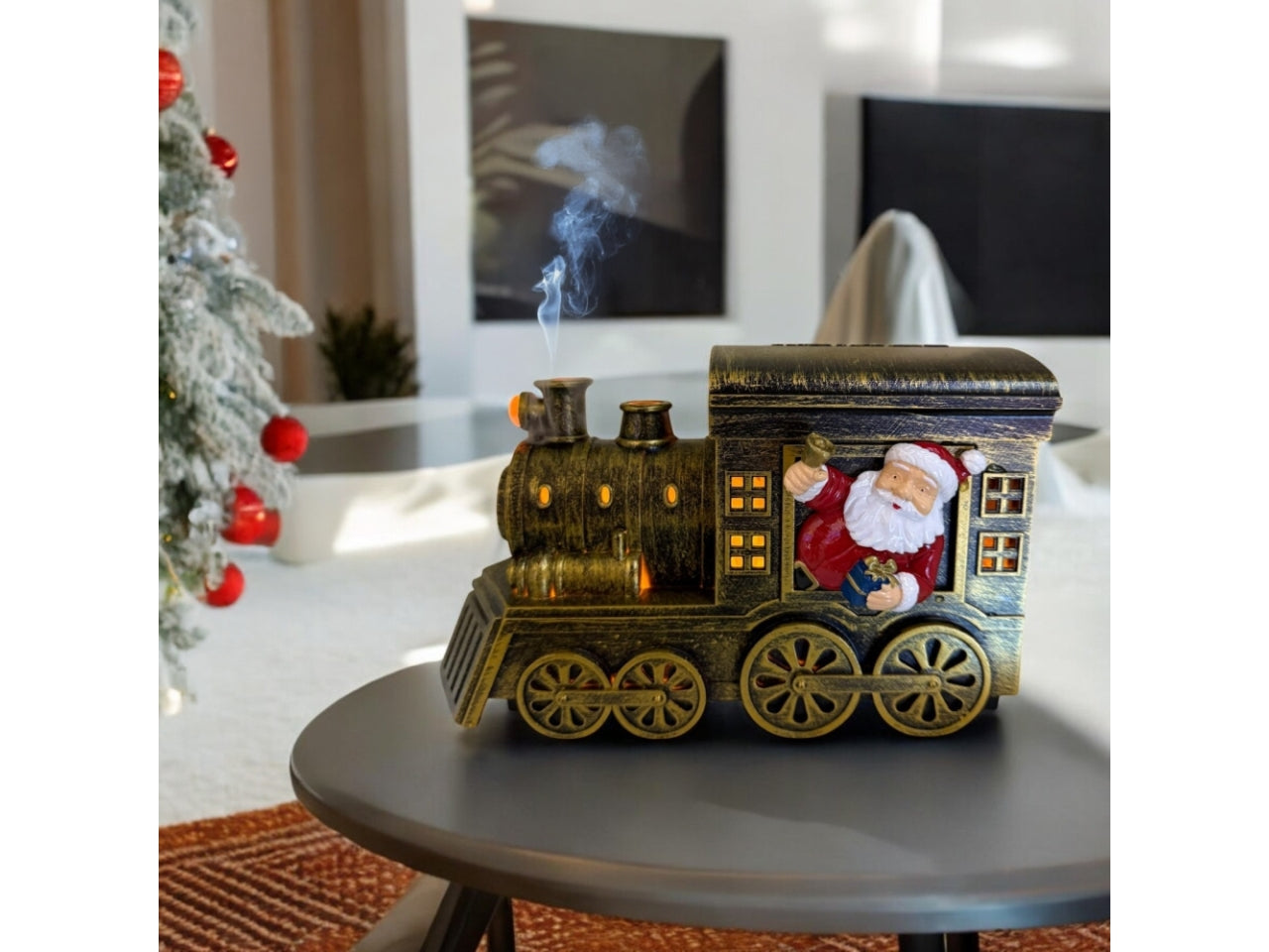Diffusore aroma treno di babbo natale 21x11xh.13cm con led e musica a batteria