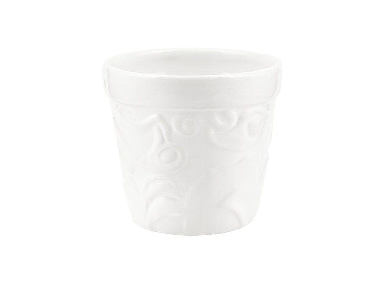 Vaso con decori a rilievo 11,5xh.10,5cm bianco