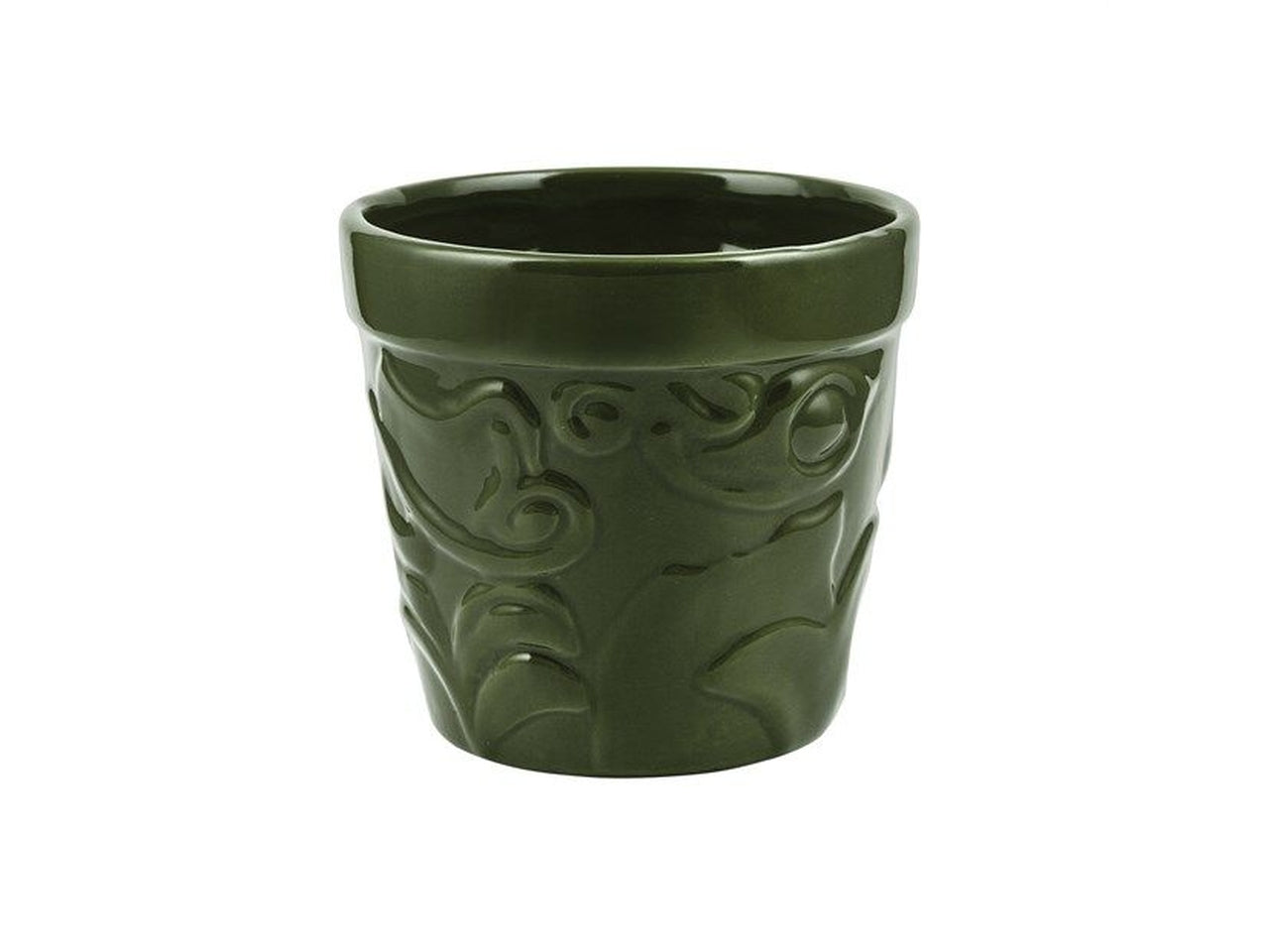 Vaso con decori a rilievo 11,5xh.10,5cm verde
